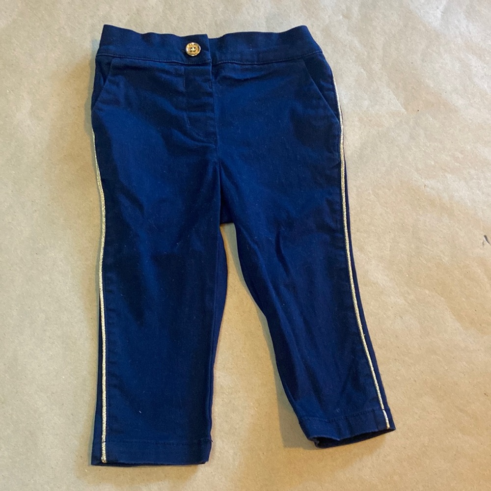 Janie and Jack navy blue with gold detailing pants 12-18mo